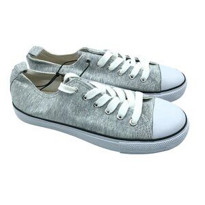 Twisted Womens Low Top Fabric Sneakers Lace Up Heathered Gray White Size 8